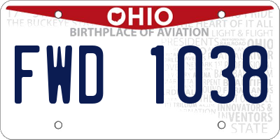 OH license plate FWD1038
