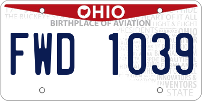 OH license plate FWD1039