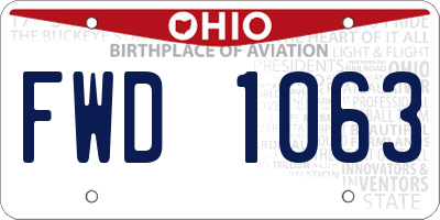 OH license plate FWD1063