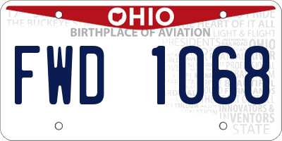 OH license plate FWD1068