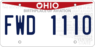 OH license plate FWD1110