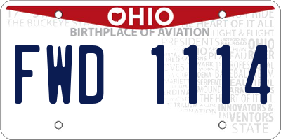 OH license plate FWD1114