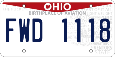 OH license plate FWD1118