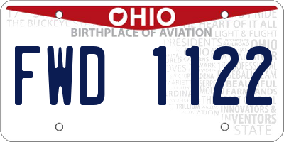 OH license plate FWD1122