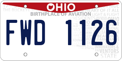 OH license plate FWD1126