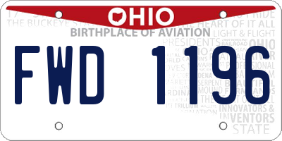 OH license plate FWD1196