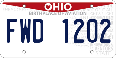 OH license plate FWD1202