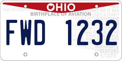 OH license plate FWD1232