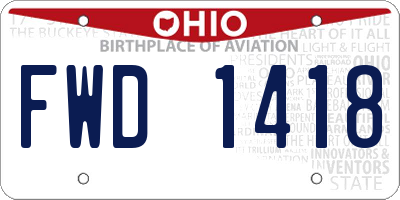 OH license plate FWD1418