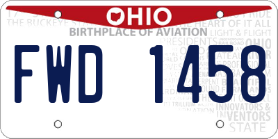 OH license plate FWD1458