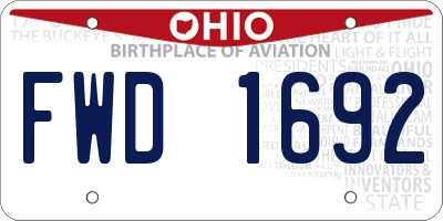 OH license plate FWD1692