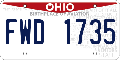 OH license plate FWD1735