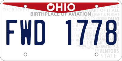 OH license plate FWD1778
