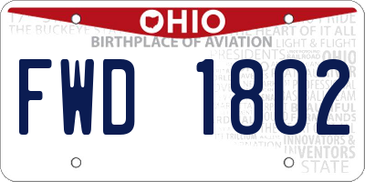 OH license plate FWD1802