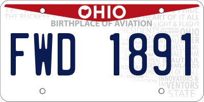 OH license plate FWD1891