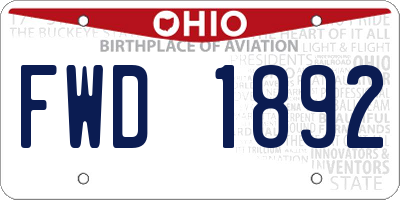 OH license plate FWD1892