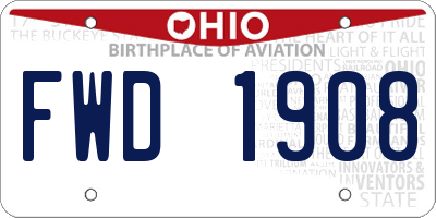 OH license plate FWD1908