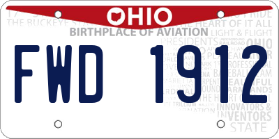 OH license plate FWD1912