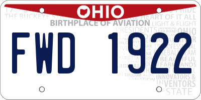 OH license plate FWD1922