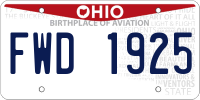 OH license plate FWD1925