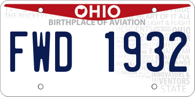 OH license plate FWD1932