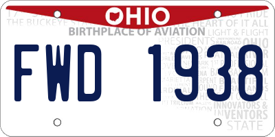 OH license plate FWD1938