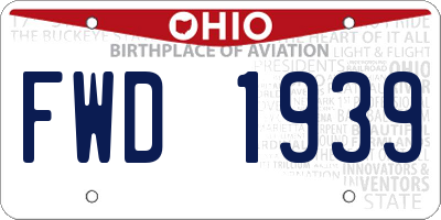 OH license plate FWD1939