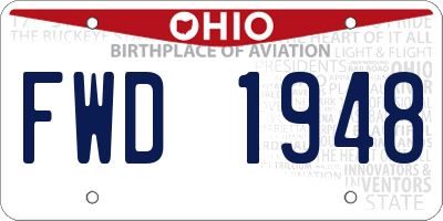 OH license plate FWD1948