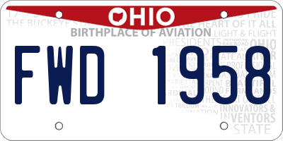 OH license plate FWD1958