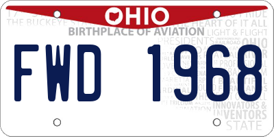 OH license plate FWD1968