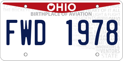 OH license plate FWD1978