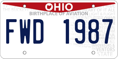OH license plate FWD1987