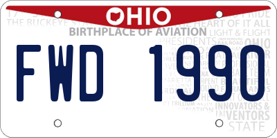 OH license plate FWD1990