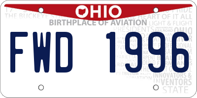 OH license plate FWD1996