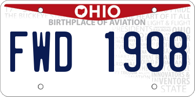 OH license plate FWD1998