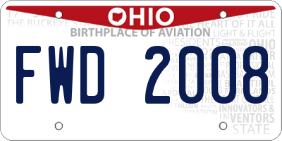 OH license plate FWD2008