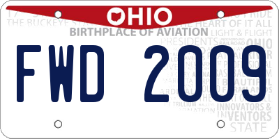 OH license plate FWD2009