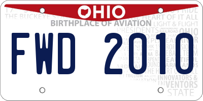 OH license plate FWD2010