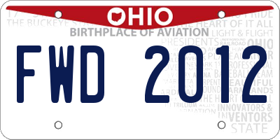 OH license plate FWD2012