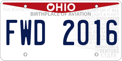 OH license plate FWD2016