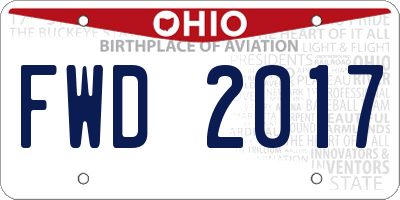 OH license plate FWD2017