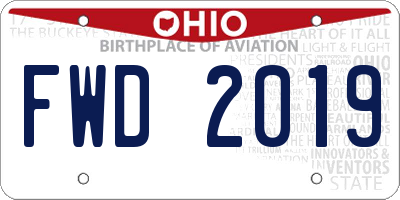 OH license plate FWD2019