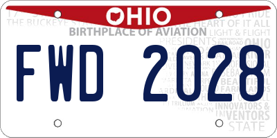 OH license plate FWD2028