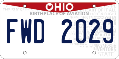 OH license plate FWD2029