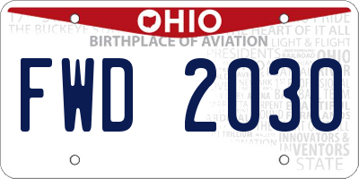 OH license plate FWD2030