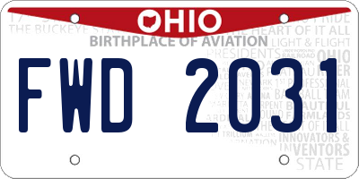 OH license plate FWD2031