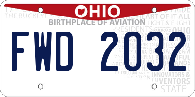 OH license plate FWD2032