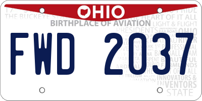 OH license plate FWD2037