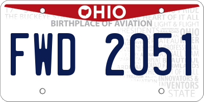 OH license plate FWD2051