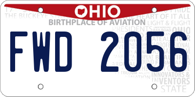 OH license plate FWD2056